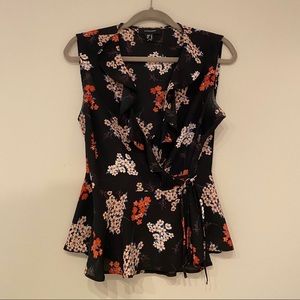 Atmosphere Wrap Ruffle Sleeveless Blouse